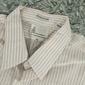 VTG London Fog Single Needle Big‎ Man Mens 18.5 White Striped Short Sleeve Shirt